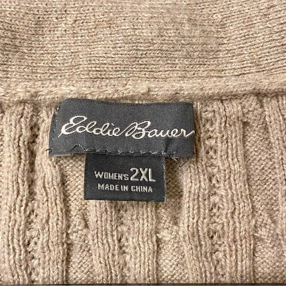 Eddie Bauer Women’s Ribbed V-Neck Knit Sweater Cream Beige Cotton Blend Size 2XL - Picture 6 of 9